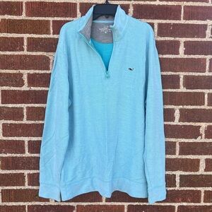 Vineyard Vines Light Blue 100% Pima Cotton Quarter Zip Pullover size Medium